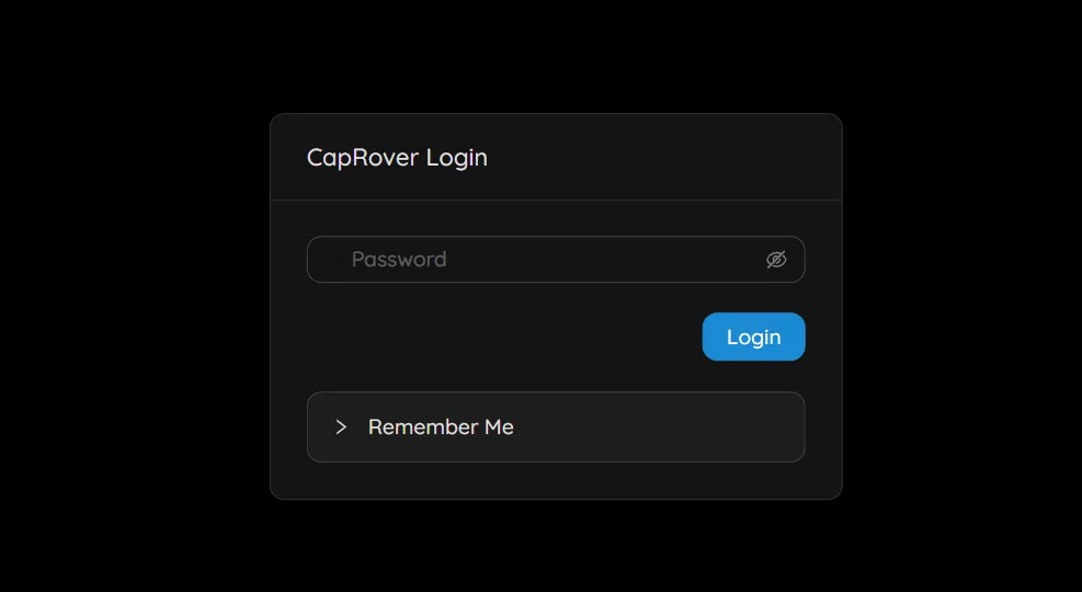 CapRover Dashboard - Login Page