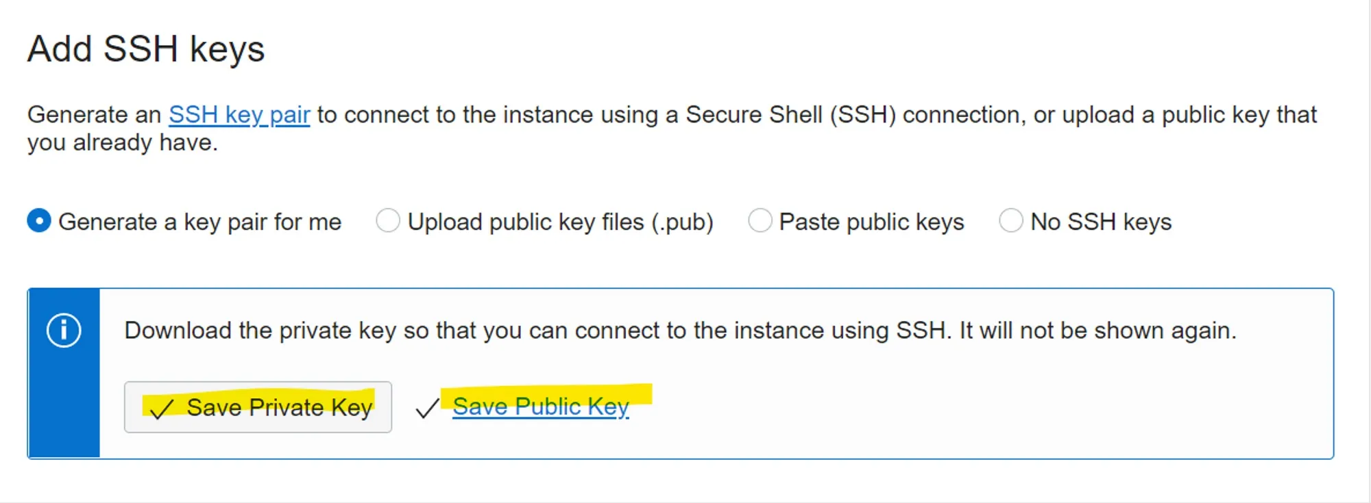 Save ssh keys